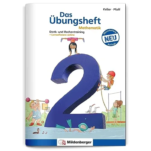 Übungsheft Mathematik 2 – 5-Minuten-Training mit Lösungen und Online-Lernsoftware - Das Übungsheft Mathematik 2 bietet effektives 5-Minuten-Training für Kinder. Es fördert mathematische Grundfertigkeiten und motiviert durch regelmäßige Erfolgskontrollen. Inklusive interaktiver Online-Lernsoftware und 67 Stickern für spielerisches Lernen.