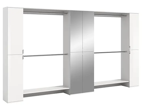 Garderobenkombination Weiß, 341 cm Breite - Garderobensystem in elegantem Weiß, hochwertige Materialien und großzügige Maße für optimalen Stauraum. Ideal für jede Diele oder Garderobe.