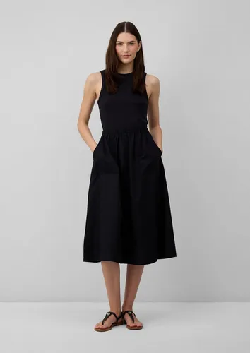 s.Oliver Ärmelloses Midikleid im Fabricmix schwarz 44 - Damen-Kleider mit elastischem Jersey, Rundhalsausschnitt und aufgesetzter Tasche für lässigen Komfort und stilvolles Design.