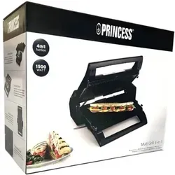 Kontaktgrill, Waffeleisen Sandwichmaker 4in1 Wechselplatten Grillzange, 31x21cm