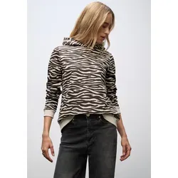 Street One Damen 3017254 Gemusterter Hoodie, deep Roast Brown - Stylischer Hoodie für Damen in tiefem Braun, bequem mit Kapuze und Bündchen, ideal für lässige Outfits und entspannte Tage.