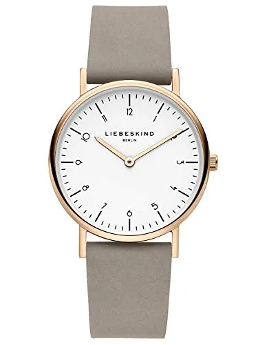 Liebeskind Berlin Armbanduhr LT-0167-LQ IP roségold grau - Elegante Damenuhr mit 34 mm Edelstahlgehäuse und grauem Lederarmband. Besonders hervorzuheben ist das Easy-Change-System, das einfaches Wechseln des Armbands ermöglicht. Wasserdicht bis 5 bar.