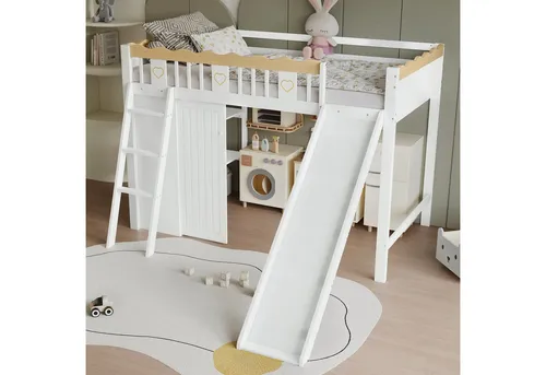 Etagenbett mit Kinderrutsche und Stauraum