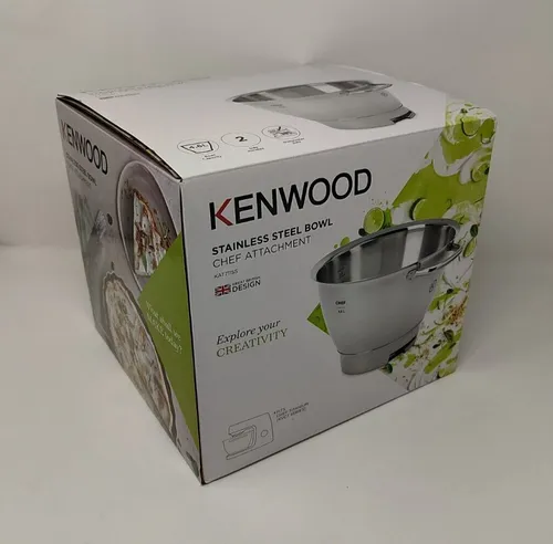 Kenwood KAT711SS Rührschüssel - 4,6 Liter Edelstahl-Schüssel für TITANIUM CHEF, spülmaschinengeeignet mit Messskala und Griffen