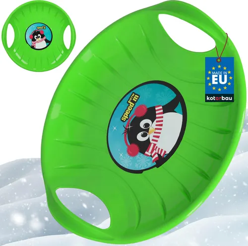 KOTARBAU® Rutschteller 60 cm Popo Rutscher mit Griffen Schlitten für Kinder & Erwachsene Bob Schlitten Kinderschlitten Kunststoff Grün