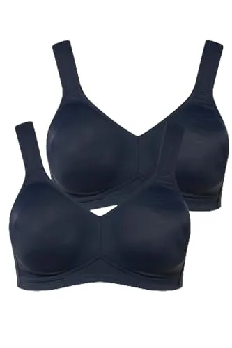 Ulla Popken Damen Mikrofaser-BH 2er Pack, Nachtblau, Cup C-D, 90D EU - Klassische BHs für Damen mit breitem, elastischem Unterbrustband für optimalen Halt und atmungsaktiver Mikrofaser-Qualität, ideal für den täglichen Komfort.