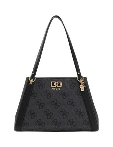 GUESS JEANS BORSA DONNA NERO – Elegante Schultertasche in Schwarz - Stilvolle Guess Schultertasche mit markantem Monogramm und goldfarbenen Details. Hochwertiges Synthetikmaterial und funktionale Fächer bieten Flexibilität und Eleganz für jeden Anlass.