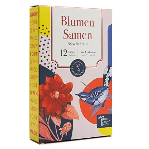 Blumensamen - 12 samenfeste bunte Blumensorten für den Garten, das Hochbeet & den Balkon - wild & farbenfroh - Einsteiger-Saatgutset als kleines Geschenk oder für den Eigenbedarf