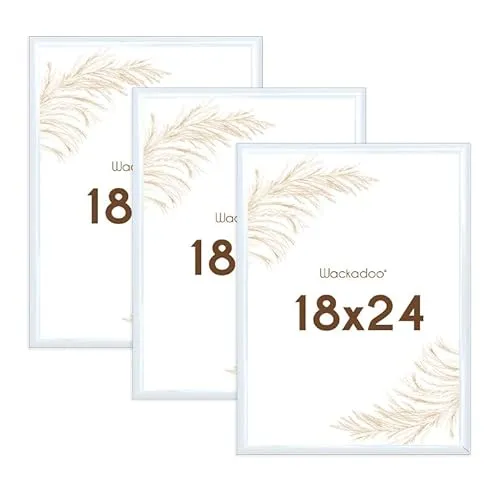 Wackadoo Bilderrahmen 18x24 Weiß 3er Set Fotowand Fotorahmen aus leichtem Kunststoff mit Glas Picture frame Poster
