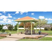 weka Gartenoase 651 Gr.1: Sparset inkl. roten DS - Gartenpavillon von Weka, ideal für entspannte Stunden im Freien und bietet zusätzlichen Schutz vor Sonne und Regen.