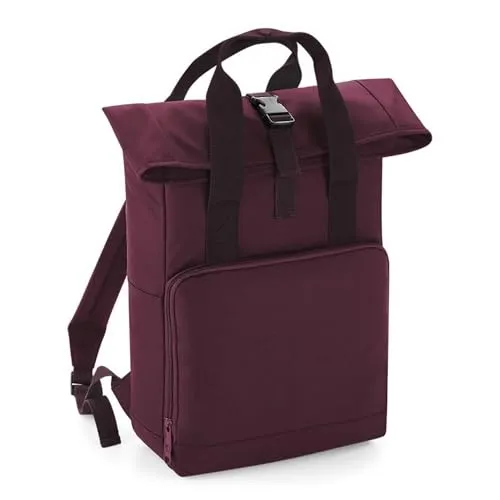 BagBase BG118 Rucksack | Twin Handle Roll-Top Backpack in Burgundy - Stylischer Rucksack aus robustem 300D Polyester mit Rollverschluss und 14 Litern Volumen. Ideal für Schule oder Freizeit, mit zahlreichen Verstaumöglichkeiten und gepolsterten Schulterriemen.