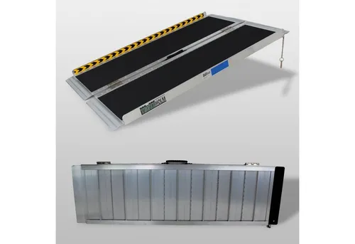 TRUTZHOLM Rollstuhlrampe - Klappbare Alu Auffahrrampe bis 272 kg - Rampen für Rollstühle & Scooter - Rutschsichere Oberfläche mit Friktionsbeschichtung, ideal zum Überwinden von Hindernissen und Beladen von Fahrzeugen.