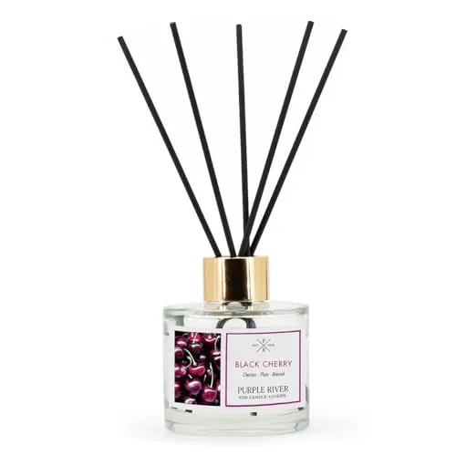 Purple River Raumduft Reed Diffuser | Black Cherry | Aroma Diffusor 100ml | langanhaltender Duft für Zuhause | inkl. 7 Duftstäbchen | Lufterfrischer für Bad, Küche, Wohnzimmer