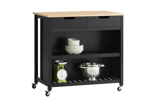 SoBuy Küchenwagen FKW74 - Praktische Kücheninsel mit 2 Schubladen - Ordnungswagen mit 2 Schubladen und Ablagen, ideal für zusätzlichen Stauraum in der Küche, stabil und belastbar bis 60 kg.
