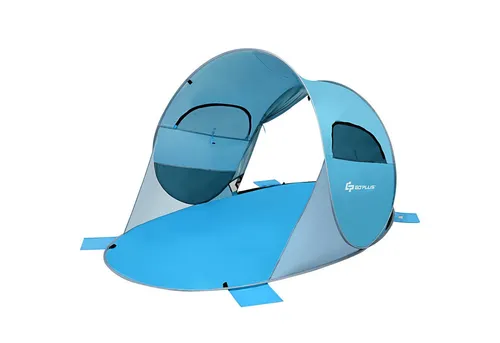 COSTWAY Strandmuschel Pop Up Strandzelt, Personen: 4, mit Tragetasche, Sandtaschen