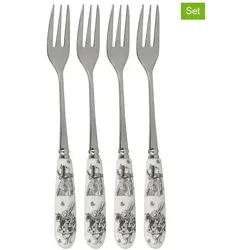 V&A Alice im Wunderland Dessertgabeln - 4-teiliges Set mit Porzellangriffen - Elegante 15,5 cm Kuchengabeln aus rostfreiem Edelstahl mit zauberhaften Illustrationen aus 