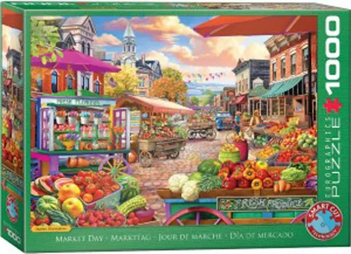 Puzzle 1000 Teile Puzzle - Puzzle - Main Street Market Day - Markttag, Puzzleteile