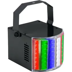 Showlite DL-8 USB-Razor Derby Partylight - Bewegter RGBW-Lichteffekt für Partyraum und Gartenpartys, ideal für mobile DJs, mit USB-Stromversorgung und integriertem Mikrofon für Musiksteuerung.
