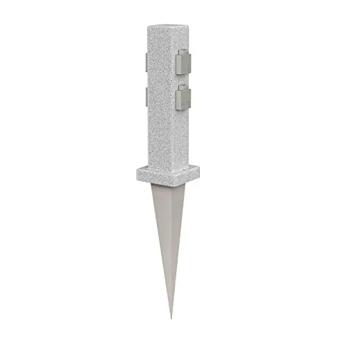 Garten-Steckdosen-Säule POCK mit Erdspieß - 4-Fach in Stein-Optik - Lampen - Praktische Steckdosensäule für Außen mit 4 Steckdosen, spritzwassergeschützt (IP44) und flexibler Installation dank Erdspieß.