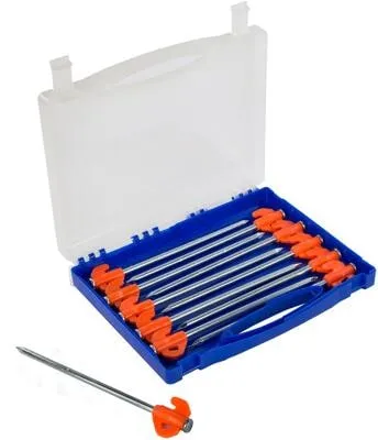 Regatta Stahlringe - 20 Stück, Blau/Orange für Damen - Damen Outdoor Zubehör - 20 langlebige Stahlringe, ideal für harten Untergrund und mit praktischem Aufbewahrungskoffer, perfekt für jedes Outdoor-Abenteuer.