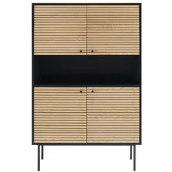 Highboard SALESFEVER, beige (natur) - Scandi Design, 100cm Breite - Kommode im modernen Scandi Design, bietet großzügigen Stauraum mit 4 Türen und 1 Einlegeboden. Pflegeleicht und ideal für stilvolle Wohnräume.