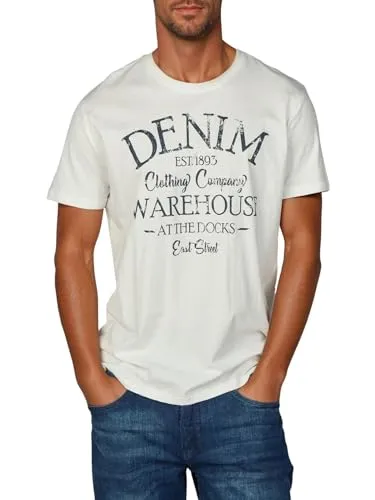 riverso Tshirt Herren Baumwolle Regular Fit RIVLeon Rundhals Kurzarm Sommer Tee Shirt Print, Größe:XL, Farbe:Weiß (QJD)