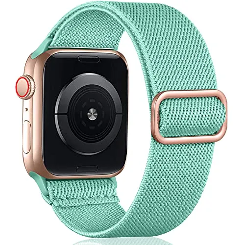 Oielai Solo Loop Armband Kompatibel mit Apple Watch Armband 45mm 44mm 42mm 46mm 49mm, Verstellbares Nylon Sport Ersatz Band für iWatch Series 11 10 9 8 7 6 5 4 3 2 1 SE Ultra, Türkis Grün