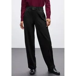 Street One Damen 3817213 Straight Leg Hose - Black, 36W x 30L - Damen-Hosen im Casual Fit mit High Waist und Straight Legs, ideal für lässige Outfits. Elastischer Bund mit Schnallendetail sorgt für optimalen Tragekomfort.