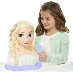 Just Play Disney Die Eiskönigin 2 Deluxe-Frisierkopf ELSA - 17-teiliges Kinderspielzeug, mit färbbaren Haarverlängerungen und unendlich vielen Styling-Möglichkeiten