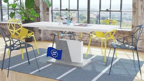 Mazzoni Grand Noir Ausziehbarer Couchtisch 120/180cm - Vielseitiger Beistelltisch für Wohnzimmer, höhenverstellbar von 60 cm bis 76 cm, ideal für kleine Räume und flexible Nutzung als Esstisch oder Arbeitstisch.