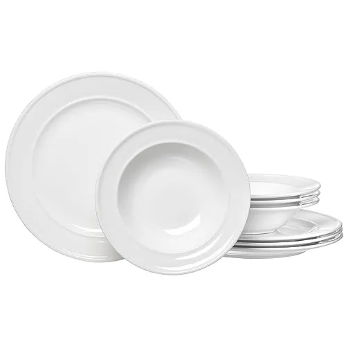 Ritzenhoff & Breker Speiseset 8-tlg. SIMPLE - Elegantes 8-teiliges Speiseset aus weißem Porzellan, ideal für 4 Personen. Spülmaschinenfest und perfekt für den täglichen Gebrauch oder festliche Anlässe.