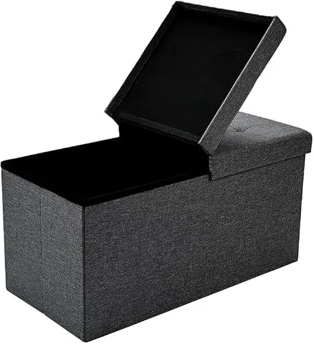 Theo&Cleo Sitzbank mit Stauraum – Faltbarer Sitzhocker bis 300 kg, Dunkelgrau