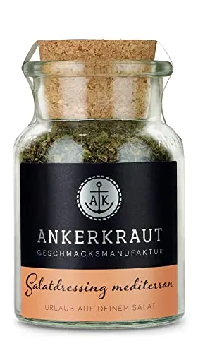 Ankerkraut Salatdressing Mediterran, 85g im Korkenglas, Gewürz Dressing für Salat, Kräuter, Geschenk-Idee in Premium Qualität