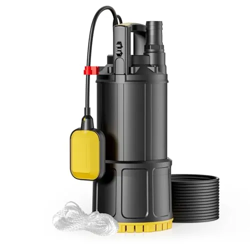 Wiltec Tauchpumpe 1200 W mit Schwimmerschalter - Wasserpumpen – Leistungsstarke Tauchpumpe mit 1200 W, 40 m Förderhöhe und 6000 l/h Pumpleistung, perfekt für schnelles Absaugen von klarem Wasser.