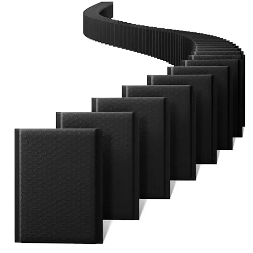 Switory 25pcs Polsterumschläge 15.2cmx25.4cm Versandtaschen, Gepolsterte Umschläge Bubble Lined Poly Mailer Selbstversiegelnde Schwarz für die Verpackung