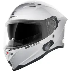 Bogotto H153 BT Bluetooth Helm, weiss, Größe L für Männer - Motorradhelm mit klarem, kratzfestem Visier und Bluetooth-Technologie für sicheres Fahren und einfache Kommunikation.