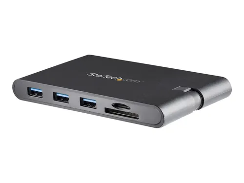 StarTech.com USB C Multiport Adapter – Mini Dock mit HDMI & VGA - Vielseitige Laptop-Dockingstation mit HDMI 4K, VGA, 3x USB 3.0 und Gigabit Ethernet. Ideal für effizientes Arbeiten unterwegs, bietet 100W PD Passthrough und Kartenleser für SD & MicroSD.