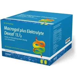 Macrogol Plus Elektrolyte Dexcel 13.7 G Ple 50 ST - Arzneimittel zur Behandlung von Verstopfung bei Erwachsenen und Jugendlichen ab 12 Jahren. Enthält Macrogol 3350 für eine komfortable Darmtätigkeit und Elektrolyte zur Aufrechterhaltung des Flüssigkeitshaushalts.