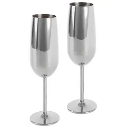 ECHTWERK Glas Sekt- und Champagnerkelch Set - 2-tlg. Set aus unzerbrechlichem Edelstahl, ideal für Hochzeiten, Outdoor-Events und Picknicks, pflegeleicht und elegant in Silber.