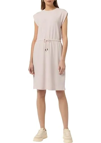 Comma Kleid mit Durchzugskordel - Stylisches Kleid mit Tunnelzug in der Taille für eine individuelle Passform, seitlich geschlitzter Saum und trendige Lochstickerei. Ideal für modische Anlässe.
