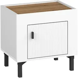 Mirjan24 Nachttisch Weiß, Rechteckig 48x45x36 cm - Moderner Nachttisch aus Holzwerkstoff mit eleganter Laminatoberfläche. Ideal für Schlafzimmer, bietet praktischen Stauraum und fügt sich harmonisch in Ihre Einrichtung ein.