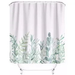 M&W DAS DESIGN Duschvorhang Shower curtains Anti schimmel Waschbar Grüne Pflanzen Breite 180 cm 180 cm x 200 cm