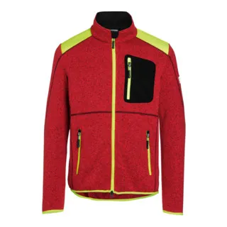 Strickjacke FOREST LIGHT rot/warngelb 4XL - Moderne Strickjacke mit körperbetontem Schnitt, ergonomisch geformten Ärmeln und komfortablen Taschen. Ideal für stilvolle Outdoor-Aktivitäten.
