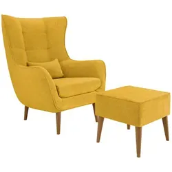 MIRJAN24 Sessel Estjano mit Fußbank (2er-Set) in gelb von Mirjan24