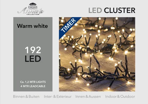 Clusterbeleuchtung 192 Lichter warmweiß 1,2 Meter Clusterlights