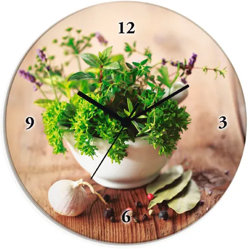 Artland Wanduhr mit verschiedenen Kräutermotiven in grün von ARTland
