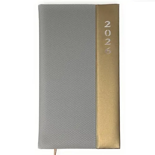 Taschenkalender 2026 A6 + Lang - Softtouch Oberfläche, 1 Woche 2 Seiten | Kompakter DIN A6 Kalender in Lang (10,5 x 17,8 cm) | Buchkalender 2026 a6 (Grau/Silber)