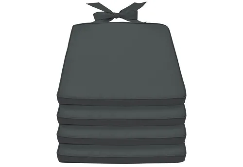 Beautissu Stuhlkissen Pia, 45x40x5cm, 4er Set in Graphitgrau - Stuhlkissen aus 100% Polyester, pflegeleicht und waschbar bis 30 Grad. Perfekt für Komfort und Stil in Ihrem Wohnraum.