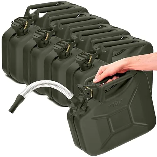 BW Benzinkanister Metall 10L mit Ausgießer - TÜV-geprüft und UN-zugelassen - Benzinkanister 10L aus robustem, pulverbeschichtetem Stahl, ideal für Benzin, Diesel und mehr. Mit praktischem Ausgießer für schnelles Betanken in unter 25 Sekunden – perfekte Lösung für Sicherheit und Langlebigkeit.
