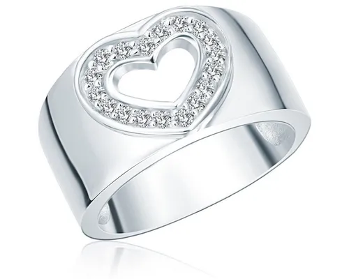Rafaela Donata Damen Ring 925/- Sterling Silber mit Zirkonia Herzmotiv - Eleganter Bandring aus 925er Sterlingsilber, rhodiniert für strahlenden Glanz. Das funkelnde Herzmotiv mit hochwertigen Zirkonia-Steinen macht ihn zum perfekten Schmuckstück für besondere Anlässe.